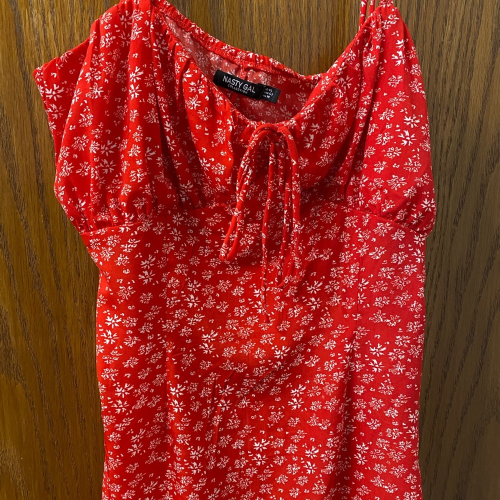 red nasty gal dress floral us 10